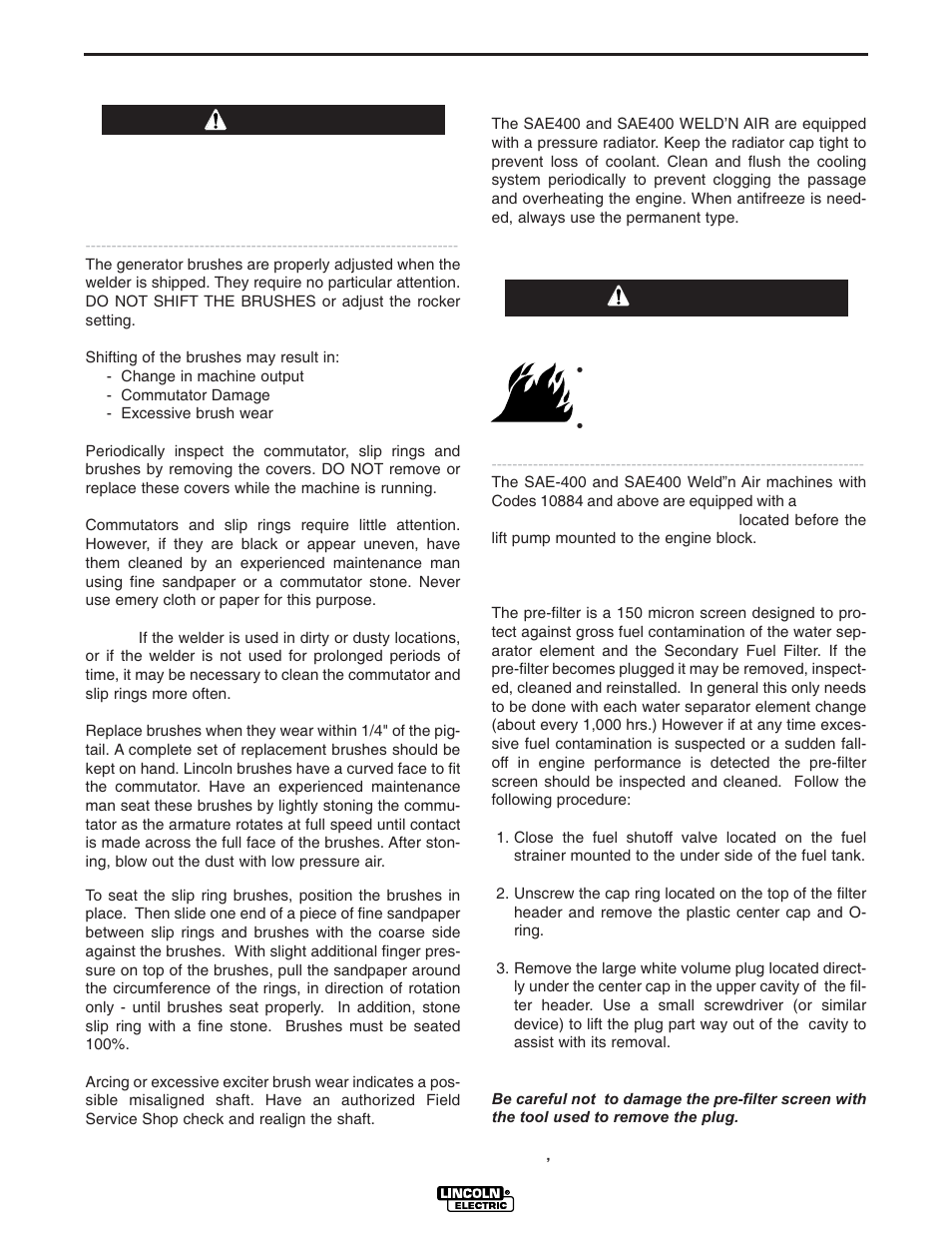 Maintenance, Warning | Lincoln Electric POWER SOURCE IM640-A User Manual | Page 22 / 37