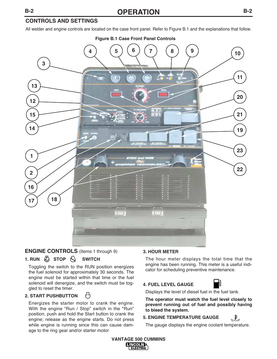 Operation | Lincoln Electric 500 User Manual | Page 19 / 54