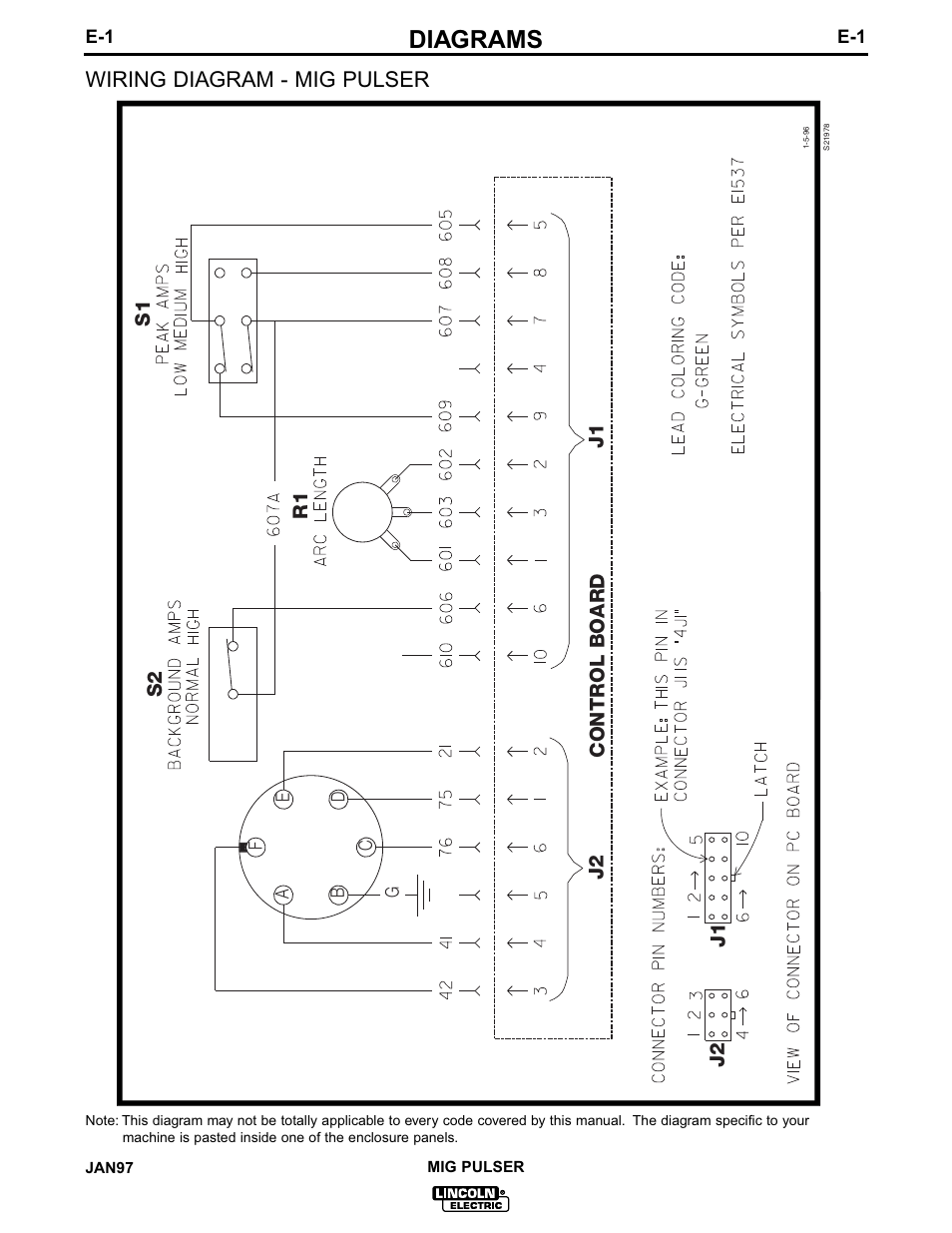 Diagrams, Wiring diagram - mig pulser | Lincoln Electric MIG PULSER IM555 User Manual | Page 18 / 22