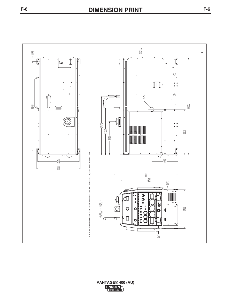 Dimension print, Vantage® 400 (au) | Lincoln Electric VANTAGE 400 (AU) User Manual | Page 44 / 49