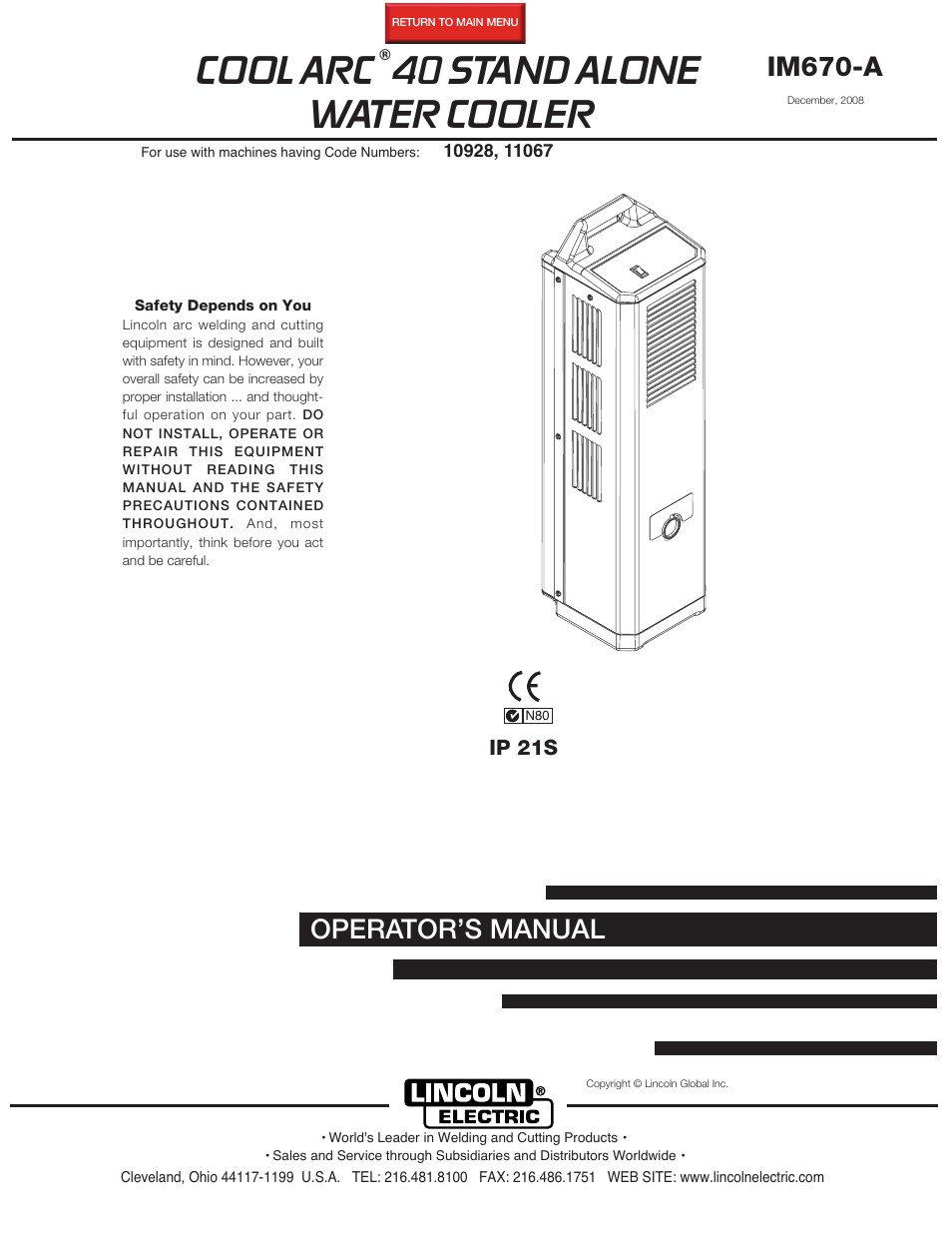 Lincoln Electric COOL ARC IM670-A User Manual | 26 pages