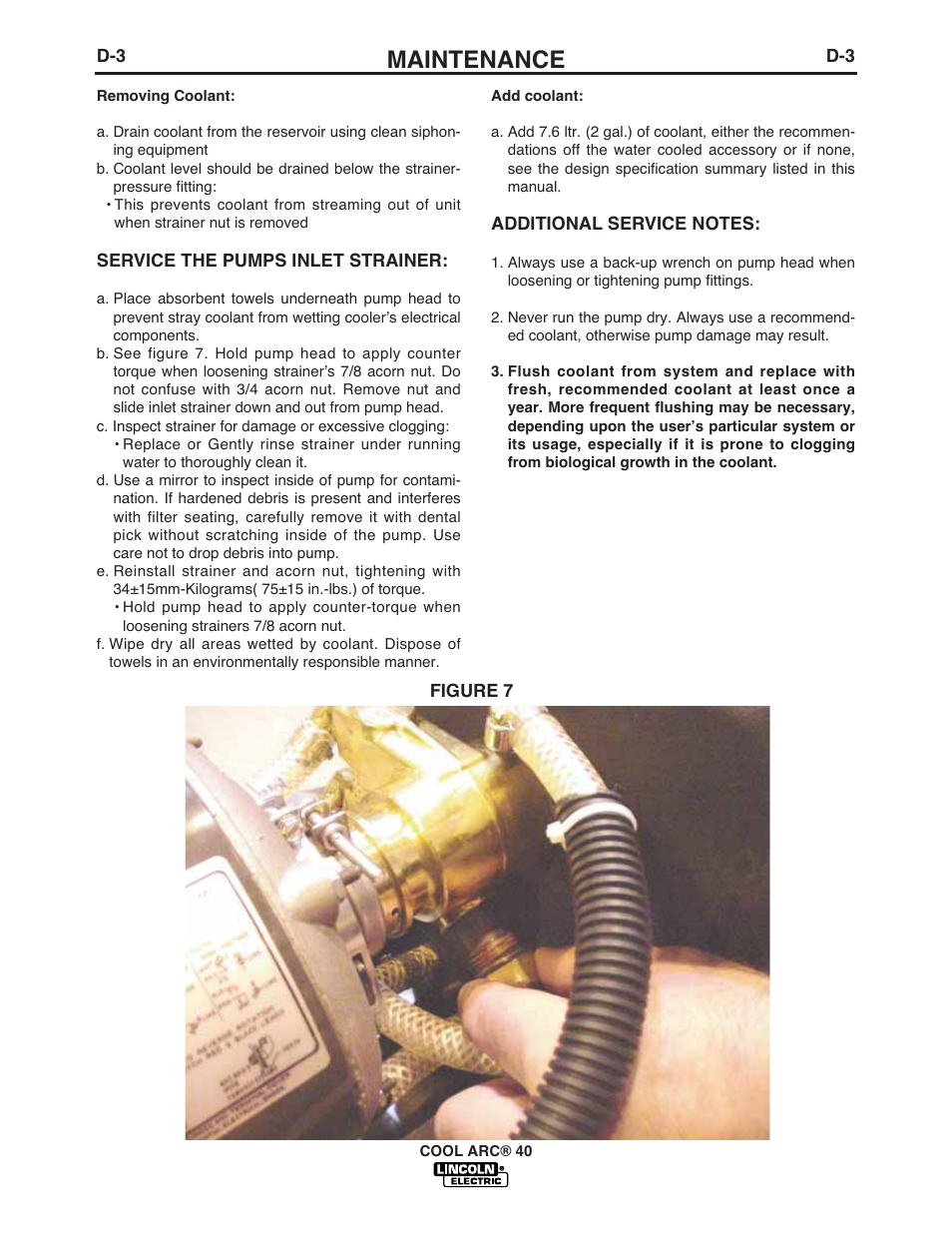 Maintenance | Lincoln Electric COOL ARC IM670-A User Manual | Page 18 / 26