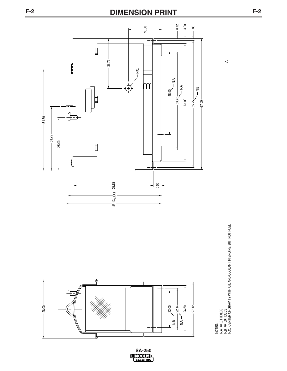 Dimension print | Lincoln Electric SA-250 User Manual | Page 27 / 33