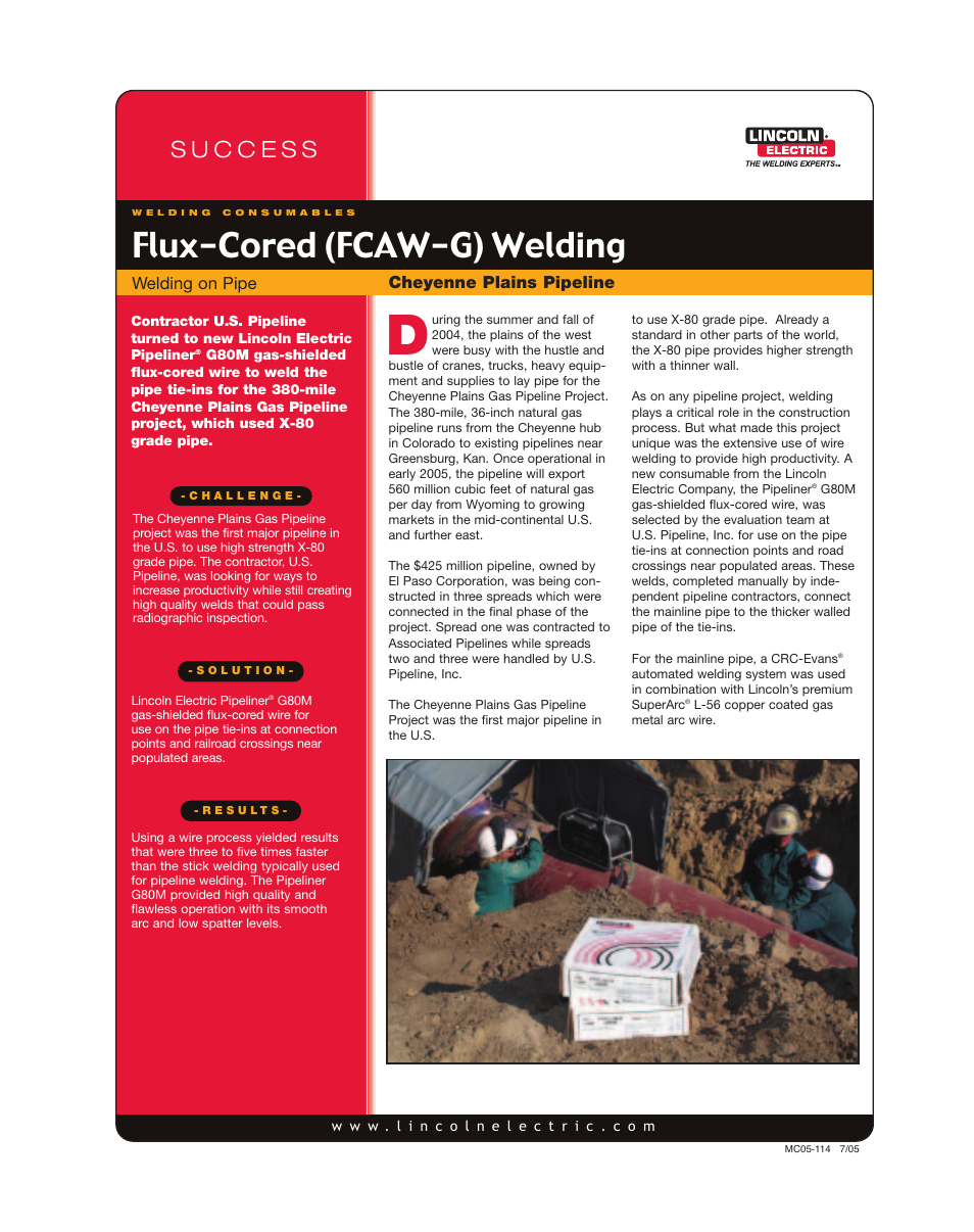 Lincoln Electric FCAW-G User Manual | 4 pages