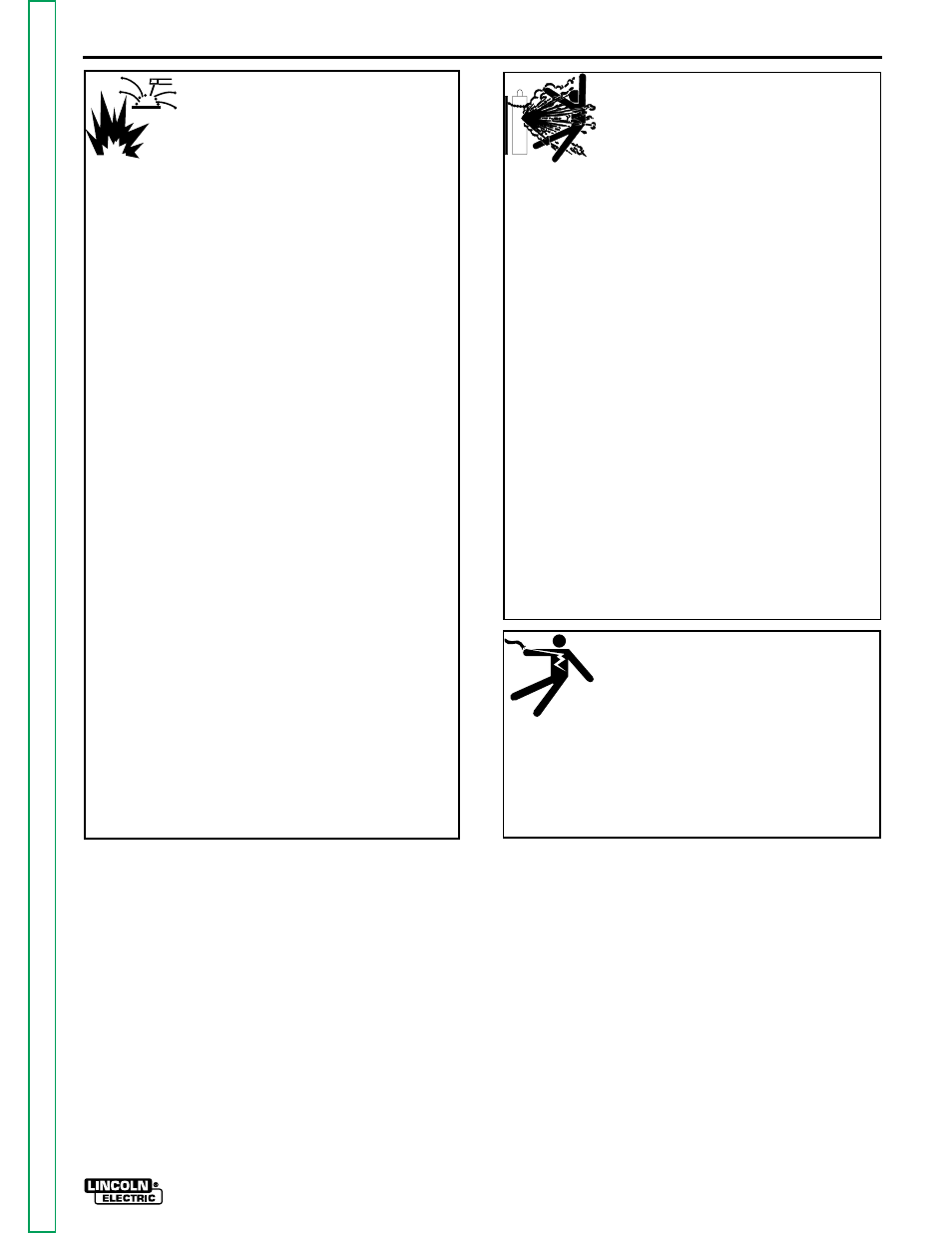 Safety, For electrically powered equipment, Cylinder may explode if damaged | Welding sparks can cause fire or explosion | Lincoln Electric SQUARE WAVE TIG 255 SVM100-A User Manual | Page 3 / 100