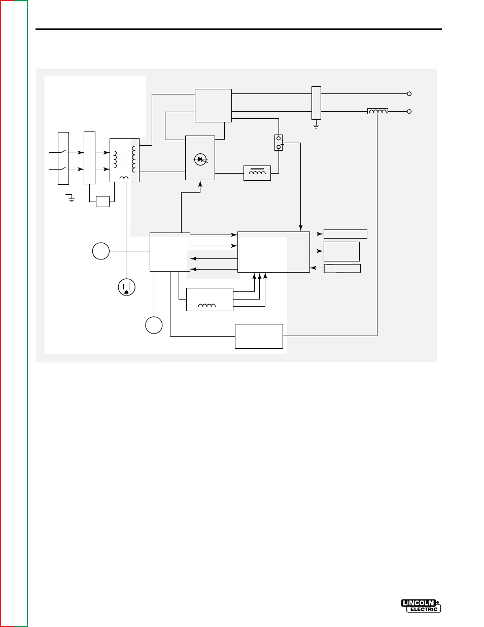 Theory of operation, Input line voltage and main transformer | Lincoln Electric SQUARE WAVE TIG 255 SVM100-A User Manual | Page 34 / 100