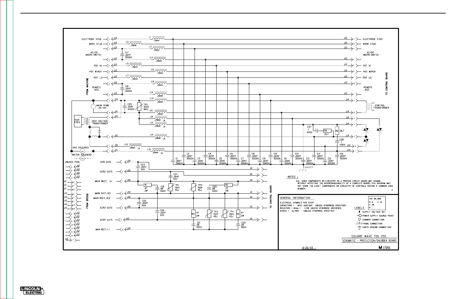 Electrical diagrams | Lincoln Electric SQUARE WAVE TIG 255 SVM100-A User Manual | Page 99 / 100