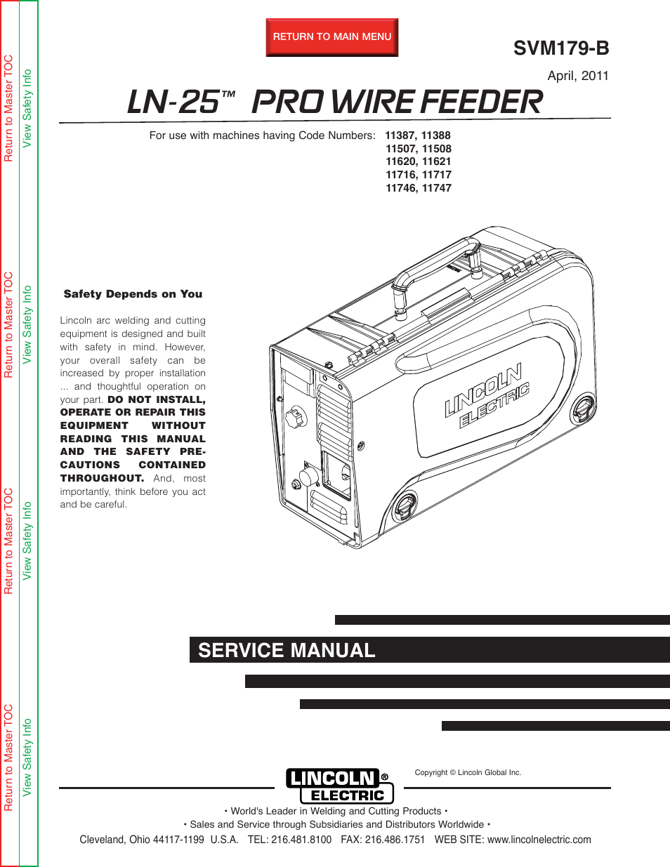 Lincoln Electric LN-25 SVM179-B User Manual | 103 pages