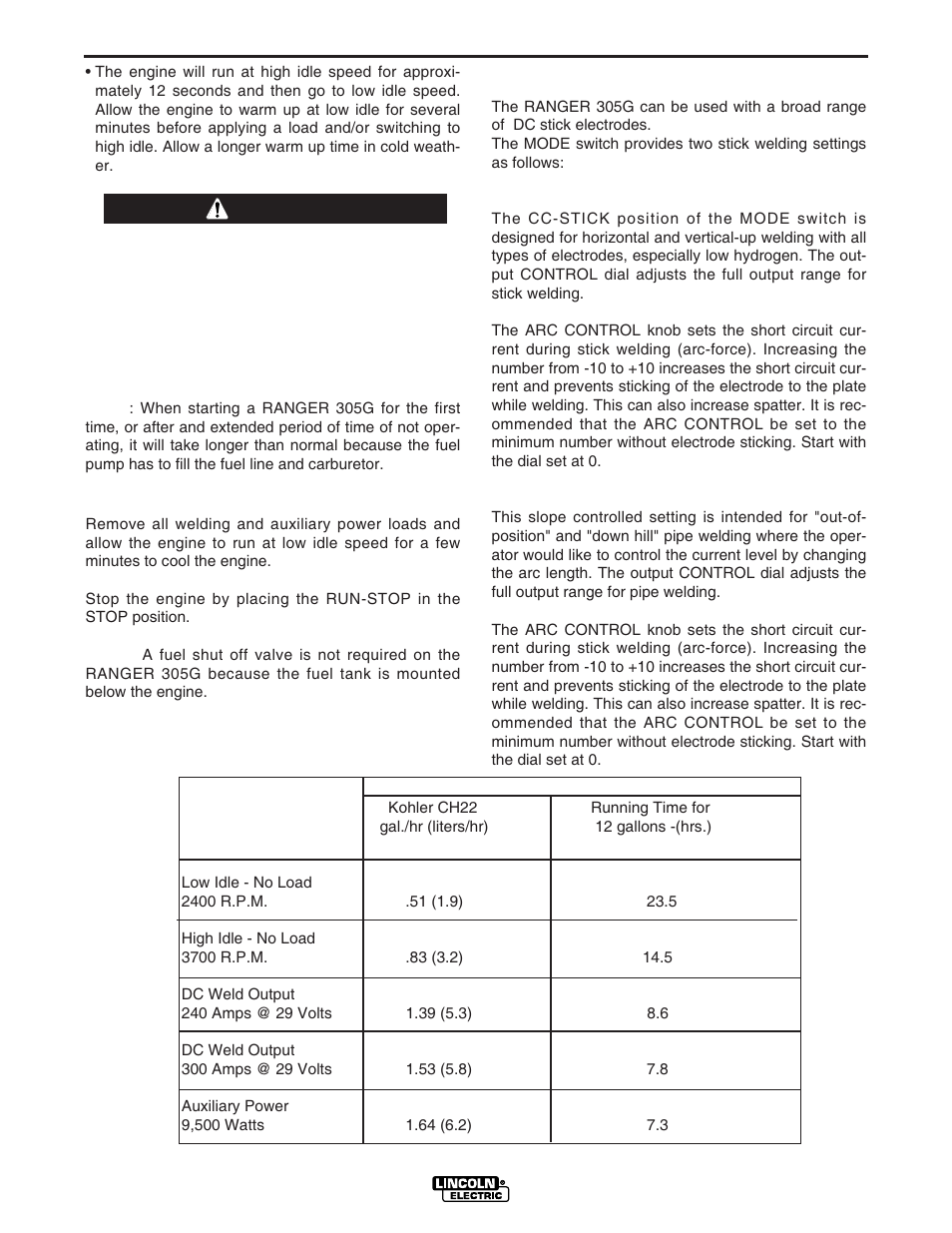 Operation, Caution | Lincoln Electric RANGER IM742-A User Manual | Page 20 / 52