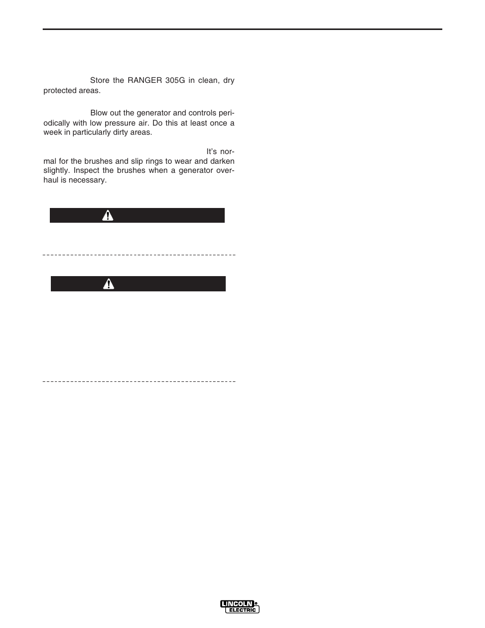 Maintenance, Welder/generator maintenance, Warning | Caution | Lincoln Electric RANGER IM742-A User Manual | Page 28 / 52