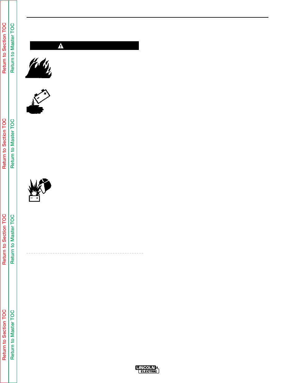 Battery maintenance, Maintenance, Warning | Lincoln Electric CLASSIC I SVM134-A User Manual | Page 34 / 97