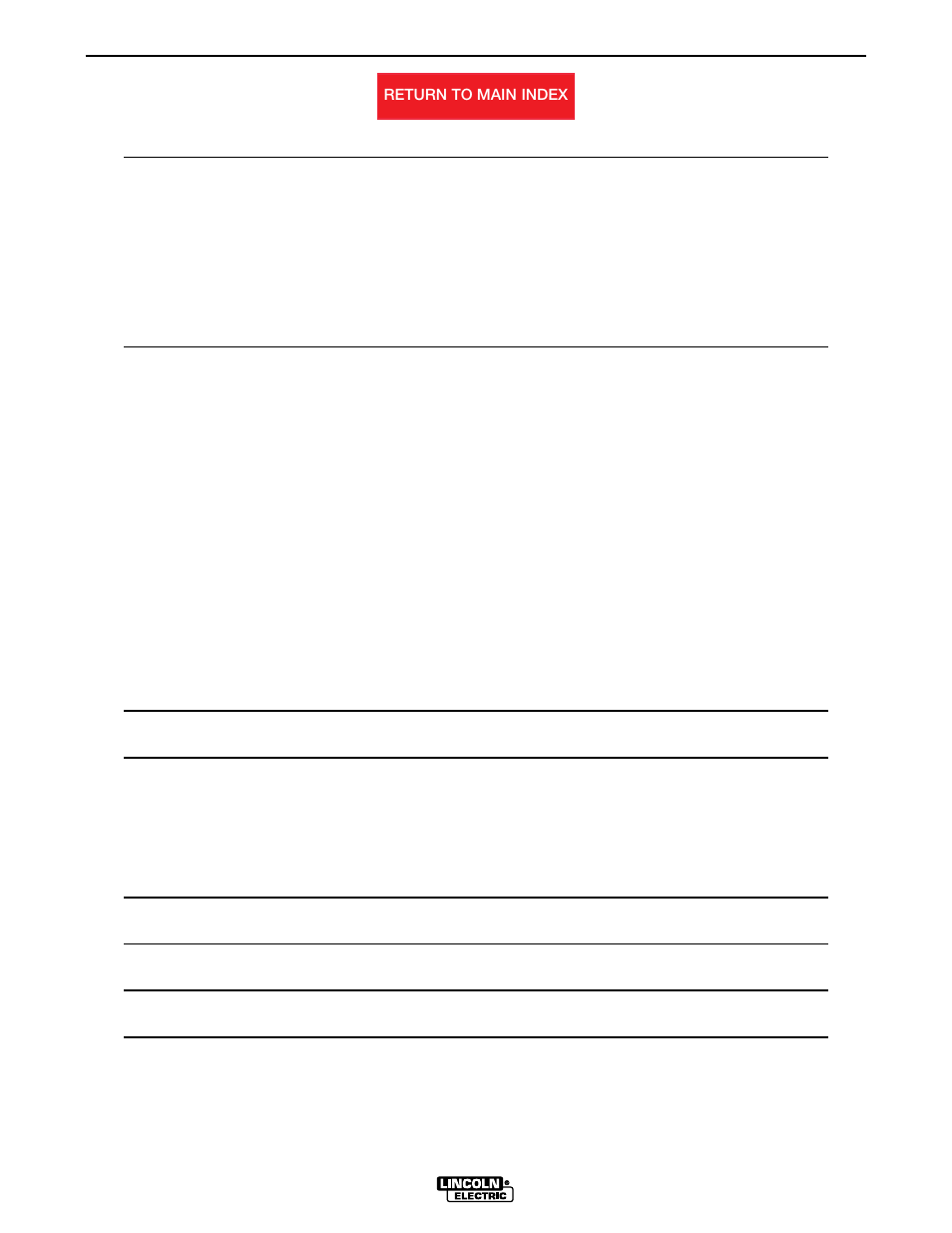 Master table of contents, Retur, N to master toc | Lincoln Electric CLASSIC I SVM134-A User Manual | Page 6 / 97