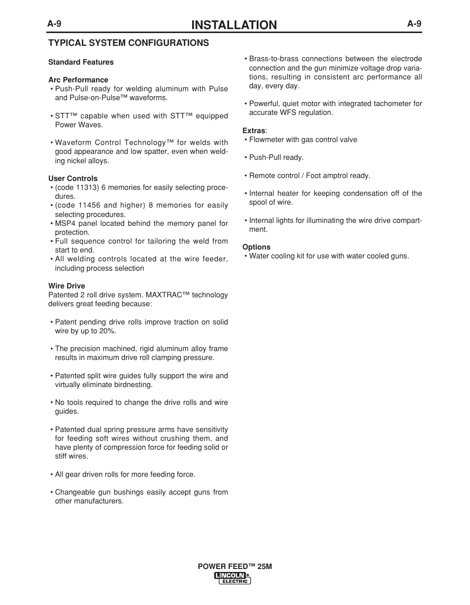 Installation | Lincoln Electric POWER FEED IM892-C User Manual | Page 16 / 83