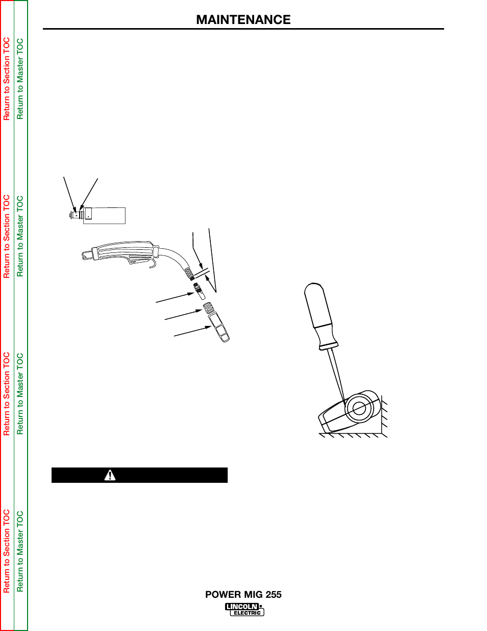 Figure d.2, Maintenance, Gun handle disassembly | Caution | Lincoln Electric POWER MIG 255 SVM144-B User Manual | Page 29 / 108