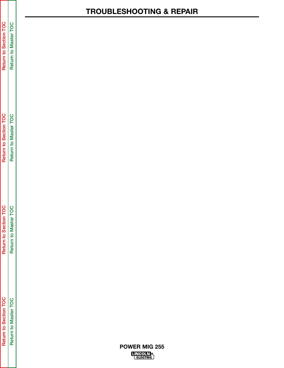 Troubleshooting & repair | Lincoln Electric POWER MIG 255 SVM144-B User Manual | Page 64 / 108