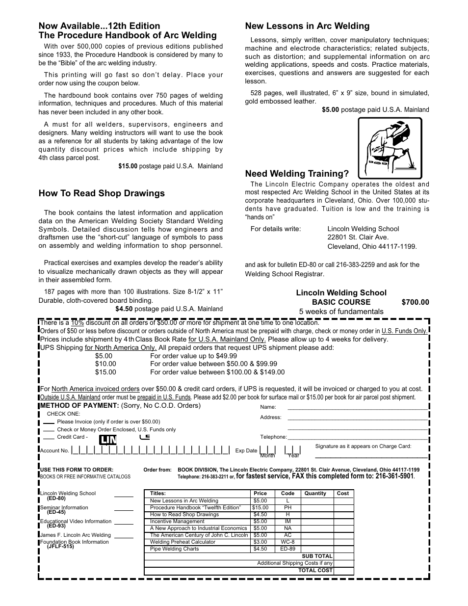 How to read shop drawings, New lessons in arc welding, Need welding training | Lincoln welding school | Lincoln Electric INVERTEC IM526-B User Manual | Page 37 / 40