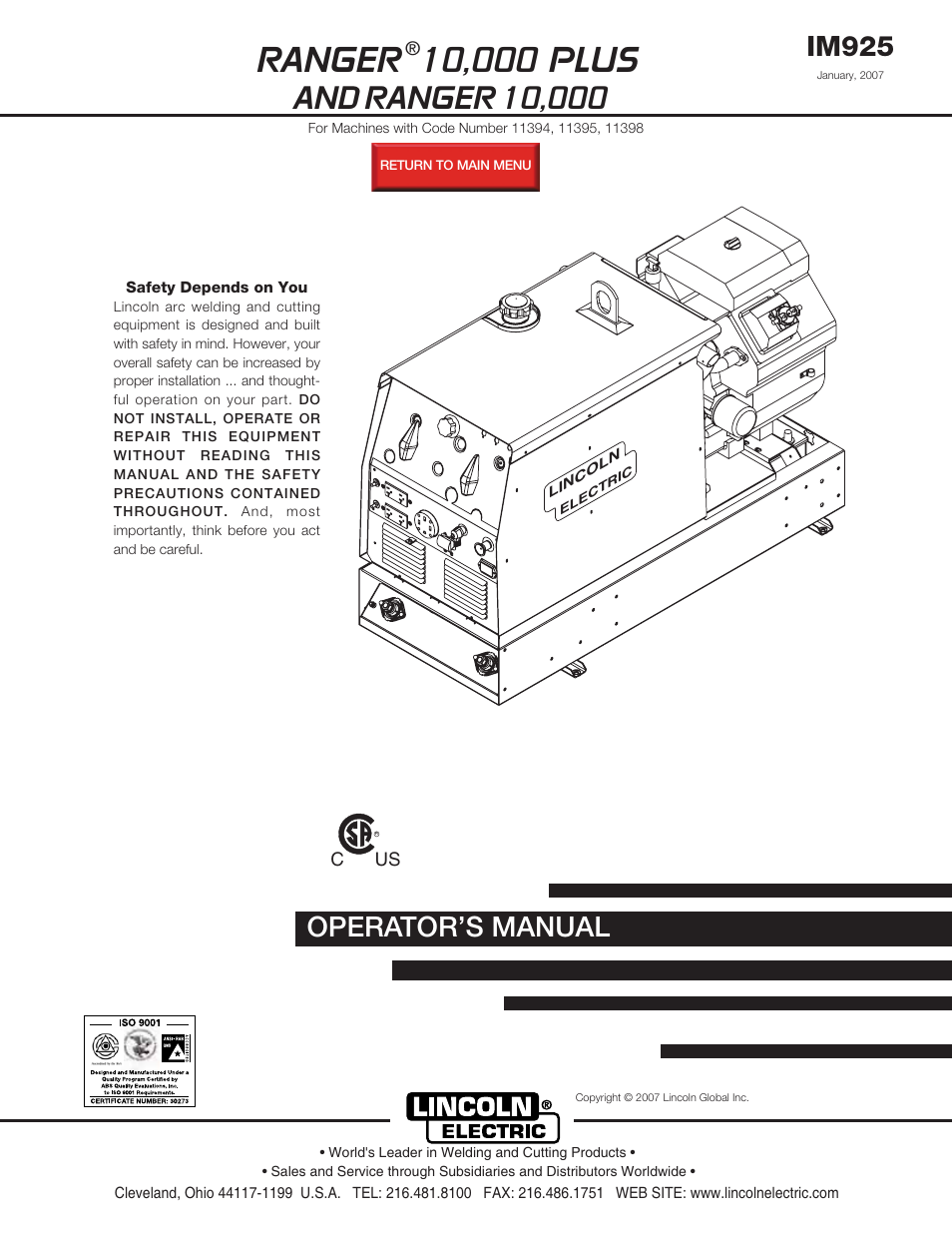 Lincoln Electric 11395 User Manual | 37 pages