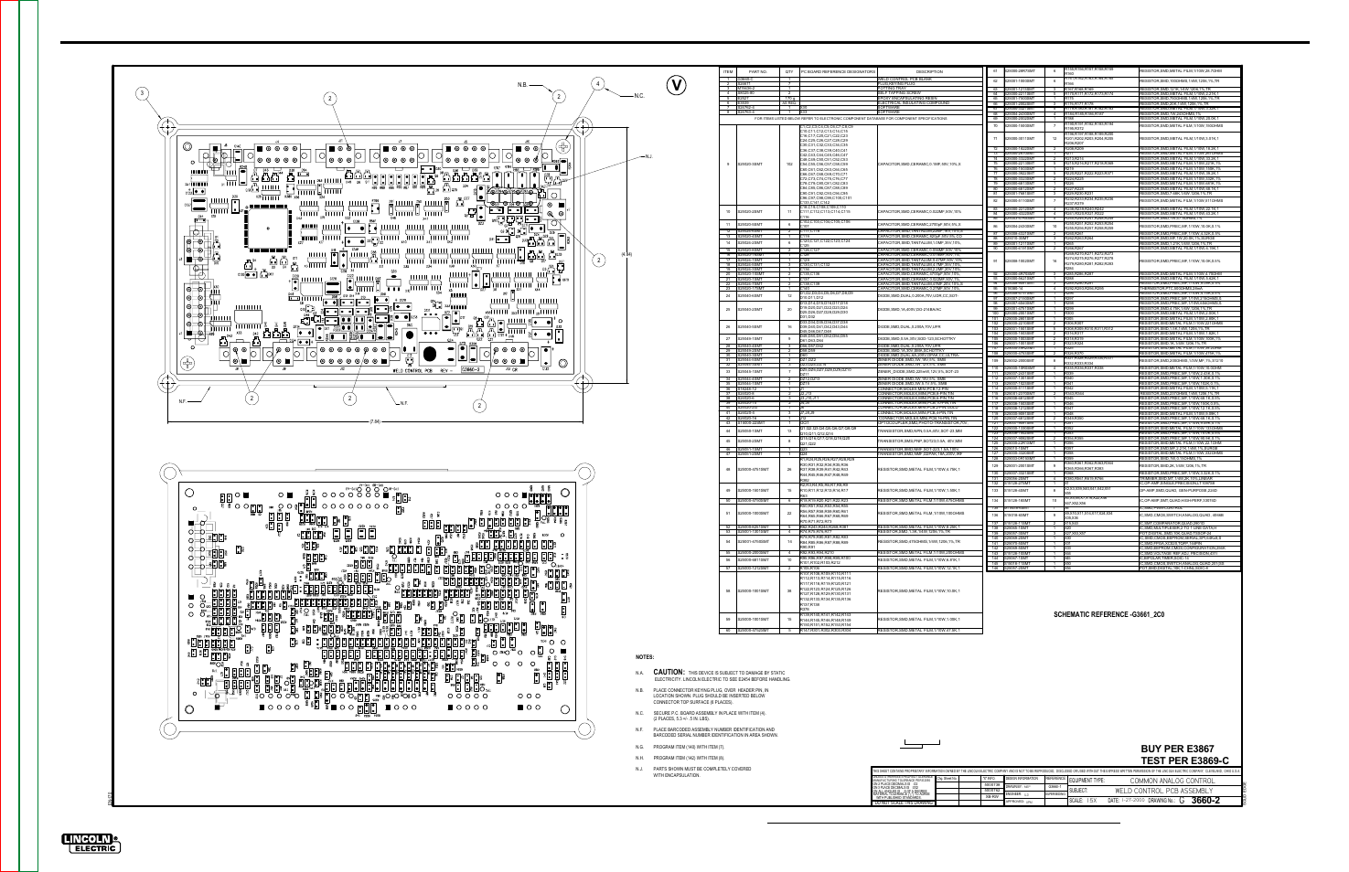 Electrical diagrams, Pc board assembly-control g-8, Multi-weld 350 | Common analog control weld control pcb assembly, Caution, Part no | Lincoln Electric MULTI-WELD SVM151-A User Manual | Page 108 / 119