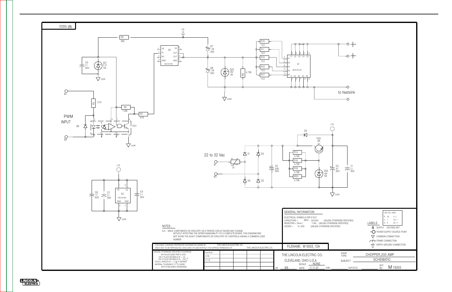 Electrical diagrams, G-17, Schematic - chopper printed circuit board | Multi-weld 350, Minput, 22 to 32 vac | Lincoln Electric MULTI-WELD SVM151-A User Manual | Page 117 / 119