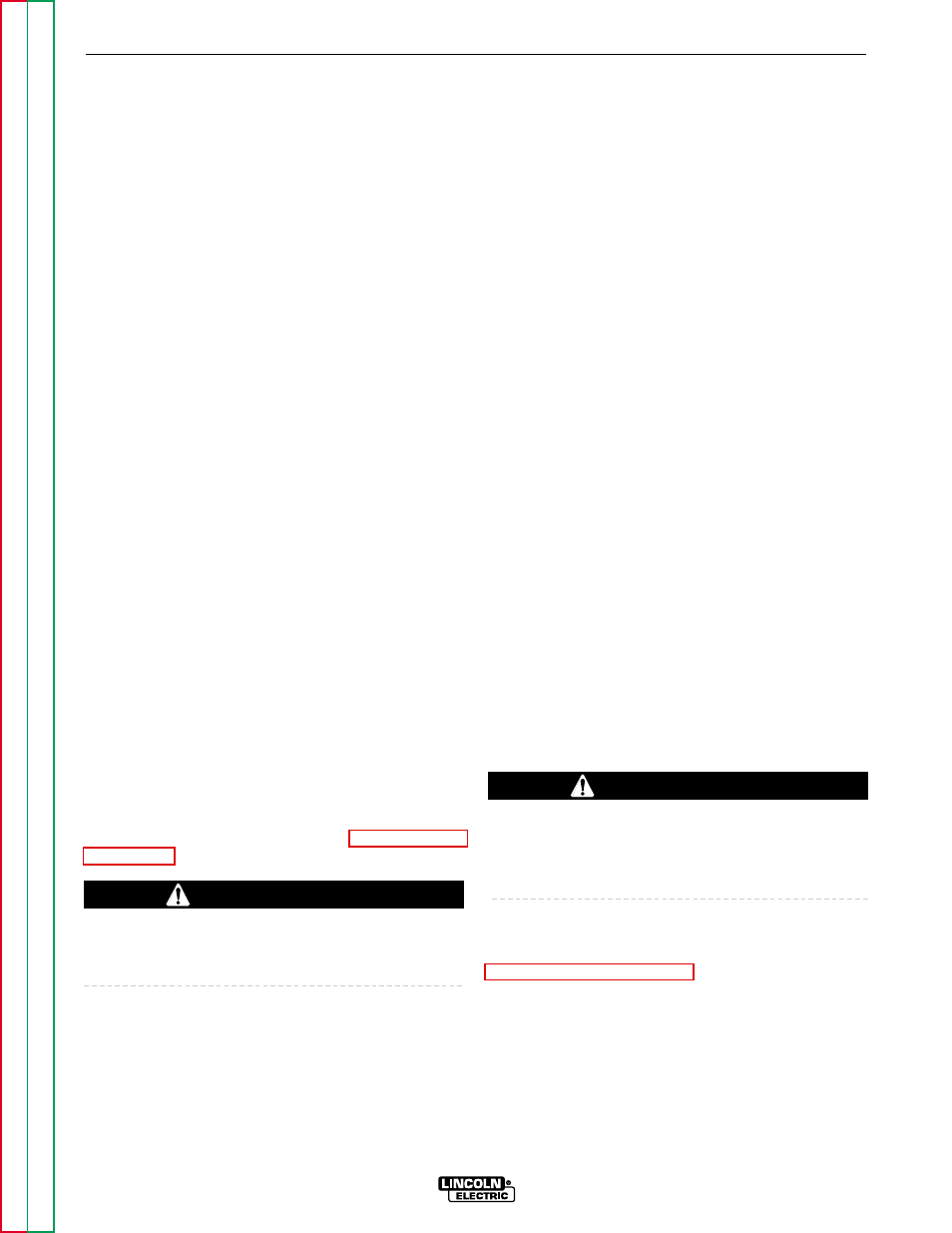 Occurred. (see over temperature shutdown, Operation, Protection features | Caution | Lincoln Electric MULTI-WELD SVM151-A User Manual | Page 21 / 119