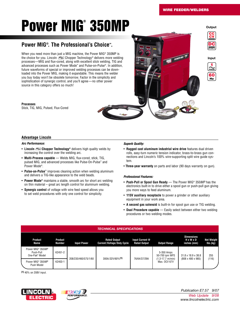 Lincoln Electric Power MIG 350MP User Manual | 8 pages