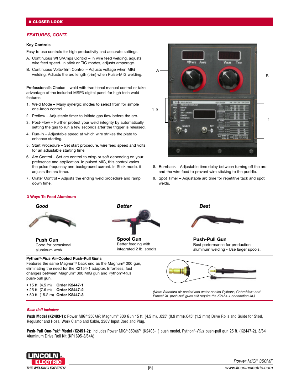 Push-pull gun, Spool gun, Push gun | Better best good | Lincoln Electric Power MIG 350MP User Manual | Page 5 / 8