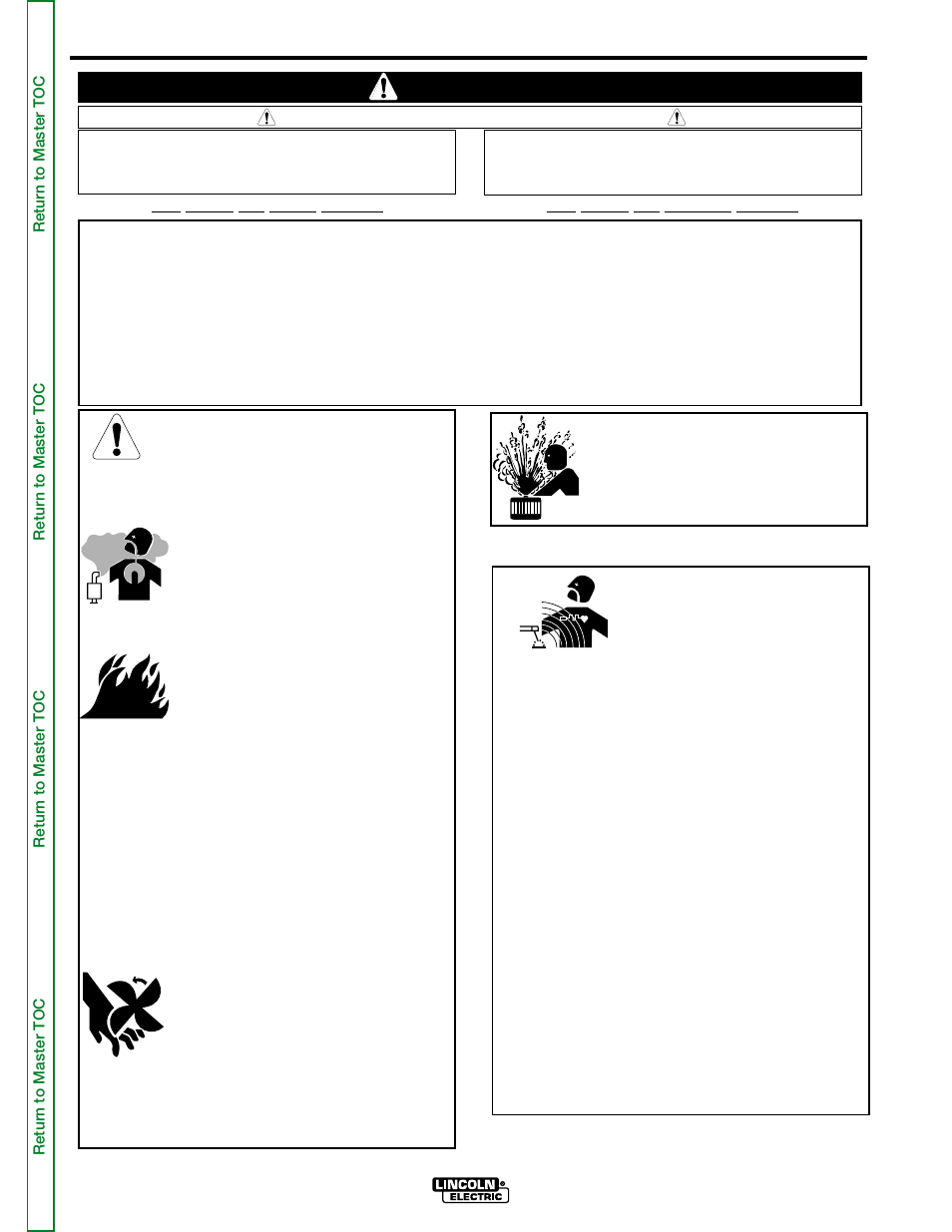 Saftey, View safety info, Warning | Safety, For engine powered equipment, Electric and magnetic fields may be dangerous | Lincoln Electric POWER MIG SVM165-A User Manual | Page 2 / 128