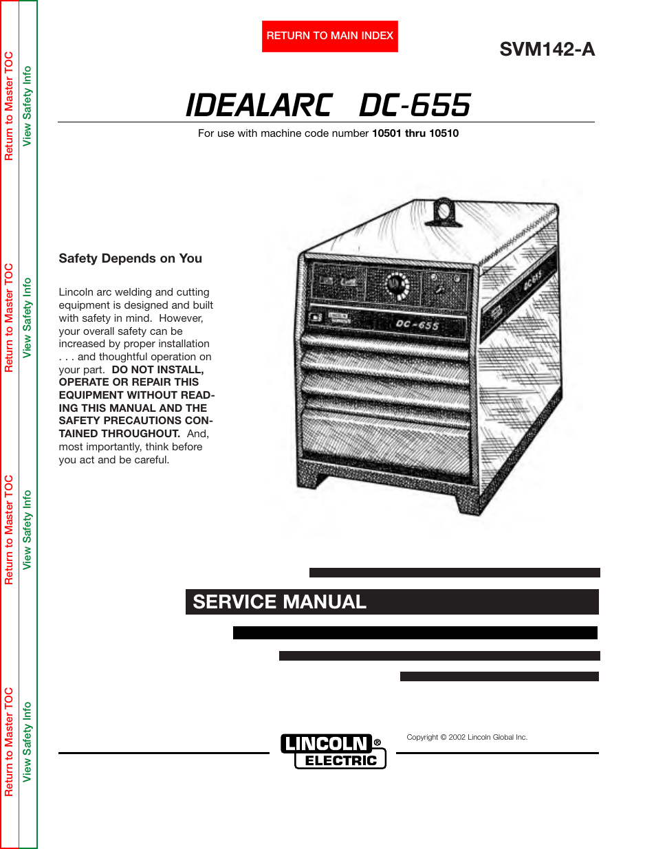 Lincoln Electric IDEALARC DC-655 User Manual | 109 pages