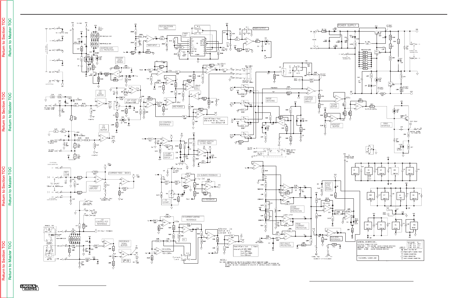 Electrical diagrams, Control board schematic (g3384), Dc 655 | G3384 a, Ag3384 | Lincoln Electric IDEALARC DC-655 User Manual | Page 103 / 109