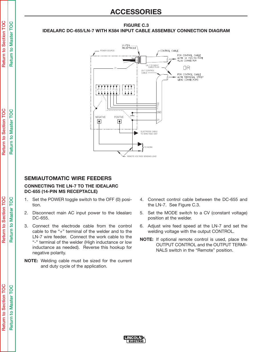 Accessories, Semiautomatic wire feeders | Lincoln Electric IDEALARC DC-655 User Manual | Page 28 / 109