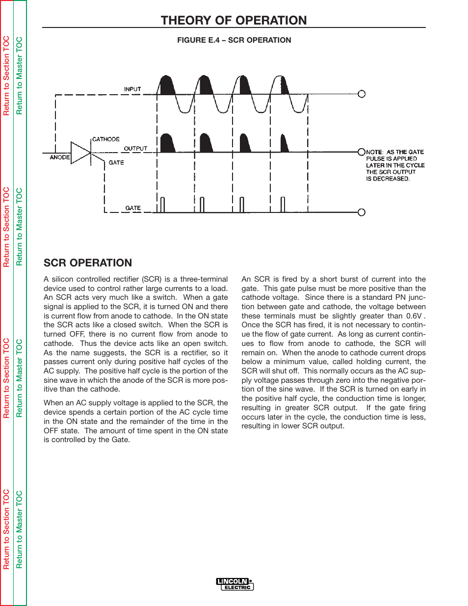 Theory of operation, Scr operation | Lincoln Electric IDEALARC DC-655 User Manual | Page 41 / 109