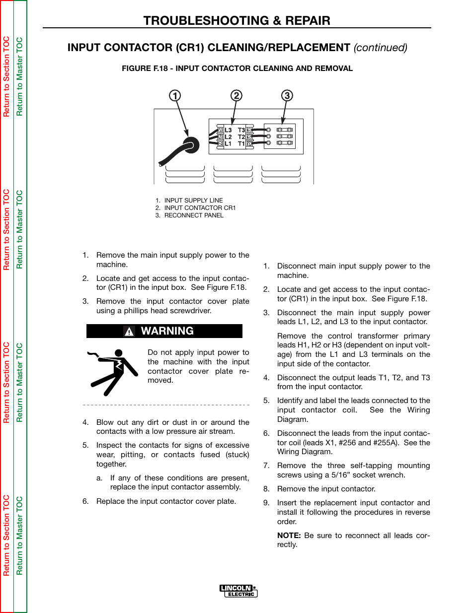 Troubleshooting & repair, Warning | Lincoln Electric IDEALARC DC-655 User Manual | Page 92 / 109