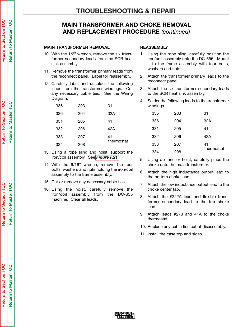 Troubleshooting & repair | Lincoln Electric IDEALARC DC-655 User Manual | Page 98 / 109