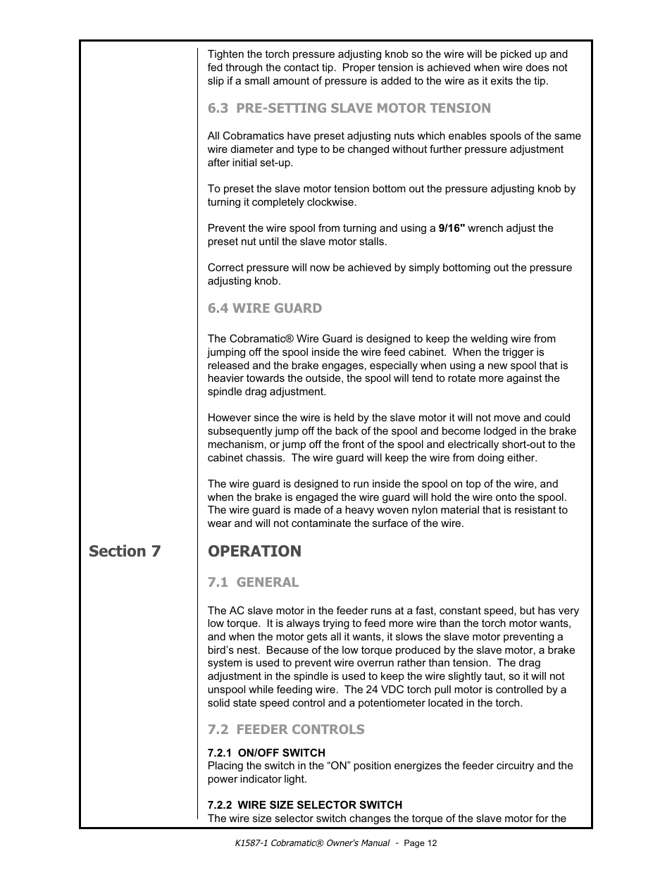 Lincoln Electric COBRAMATIC IM597 User Manual | Page 12 / 37