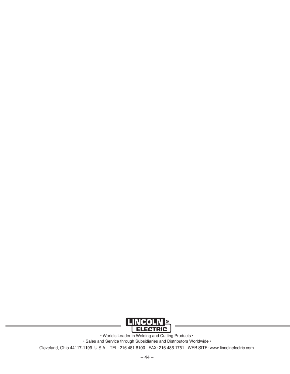 Lincoln Electric WIRE FEED MODULE IM 513-B User Manual | Page 44 / 44