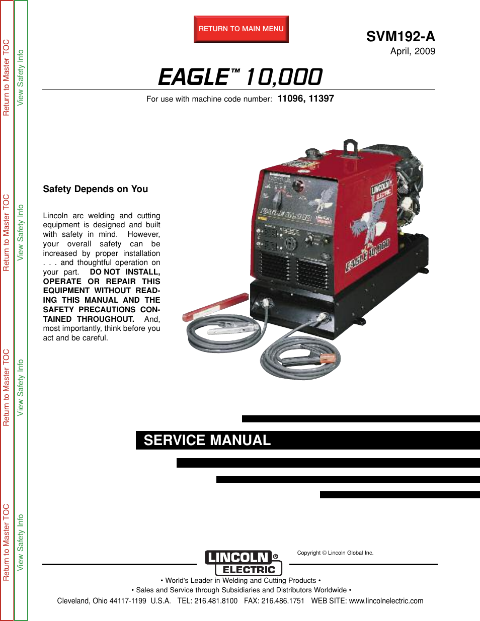 Lincoln Electric EAGLE SVM192-A User Manual | 94 pages