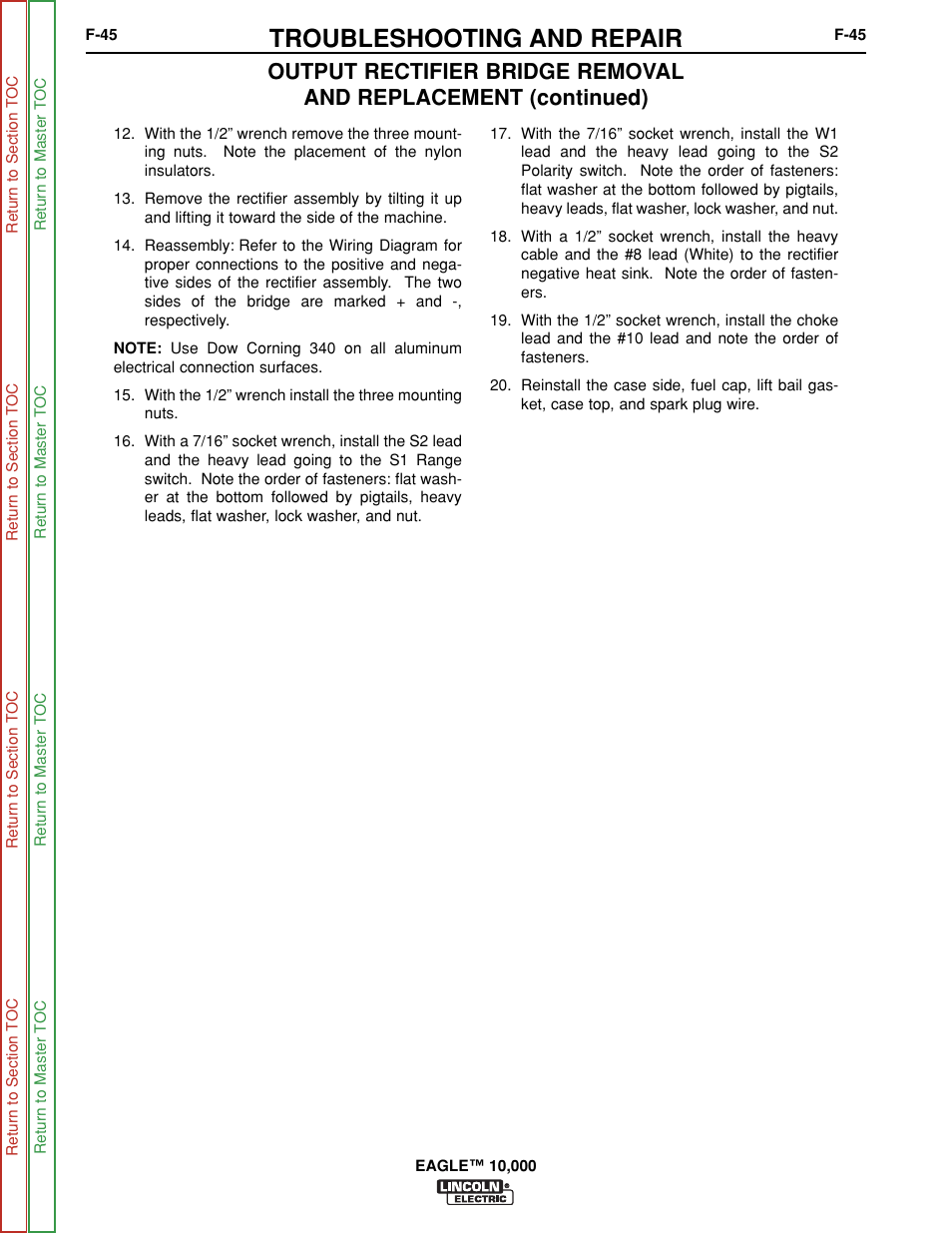 Troubleshooting and repair | Lincoln Electric EAGLE SVM192-A User Manual | Page 81 / 94