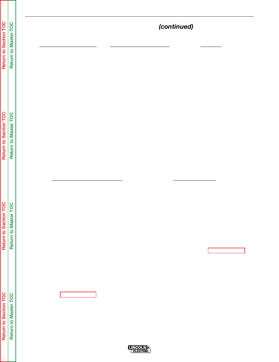 Neg. lead) at the control board. see table f.2, Troubleshooting & repair, Control input test (continued) | Lincoln Electric COMMANDER SVM145-B User Manual | Page 121 / 175