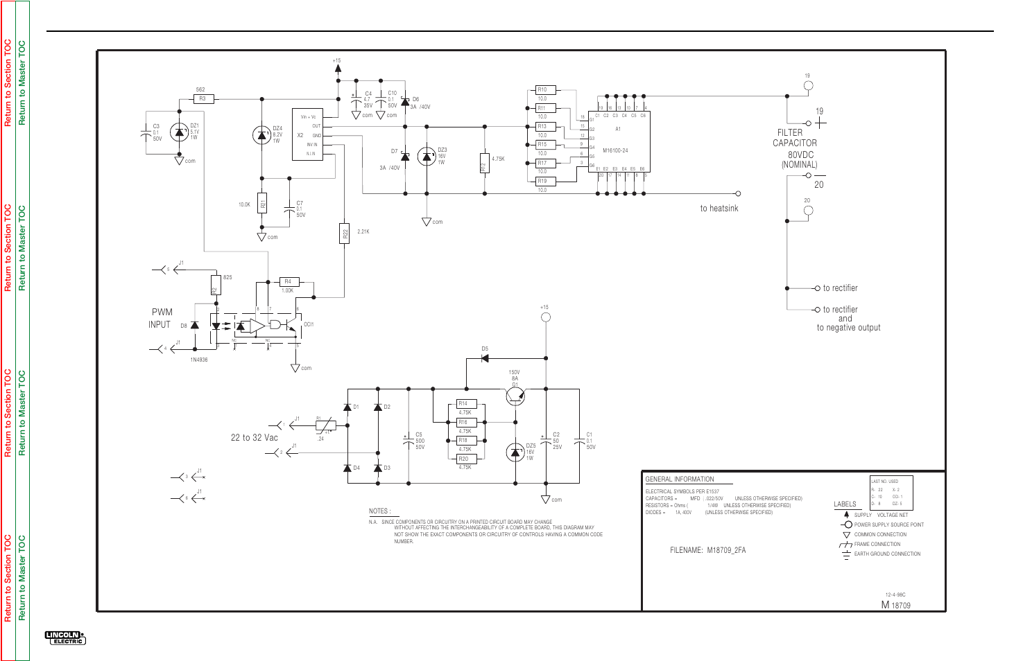 Electrical diagrams, G-8 schematic - chopper pc board, 22 to 32 vac | Lincoln Electric COMMANDER SVM145-B User Manual | Page 169 / 175