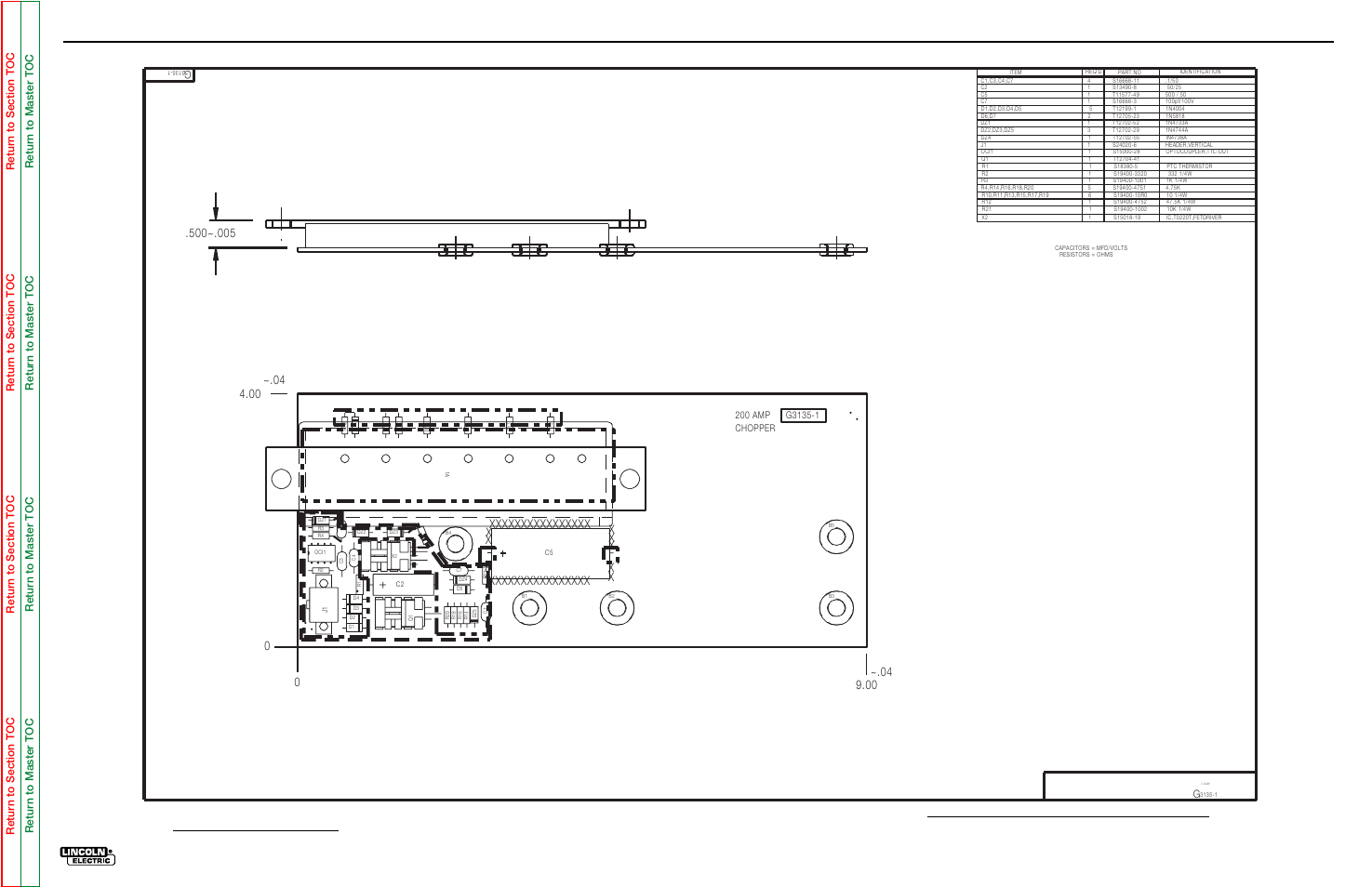 Electrical diagrams, Pc board assembly - chopper board | Lincoln Electric COMMANDER SVM145-B User Manual | Page 170 / 175