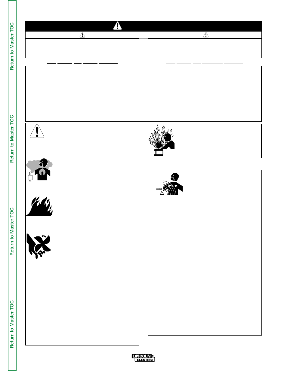 Safety, Iew safety info, Warning | For engine powered equipment, Electric and magnetic fields may be dangerous | Lincoln Electric COMMANDER SVM145-B User Manual | Page 2 / 175