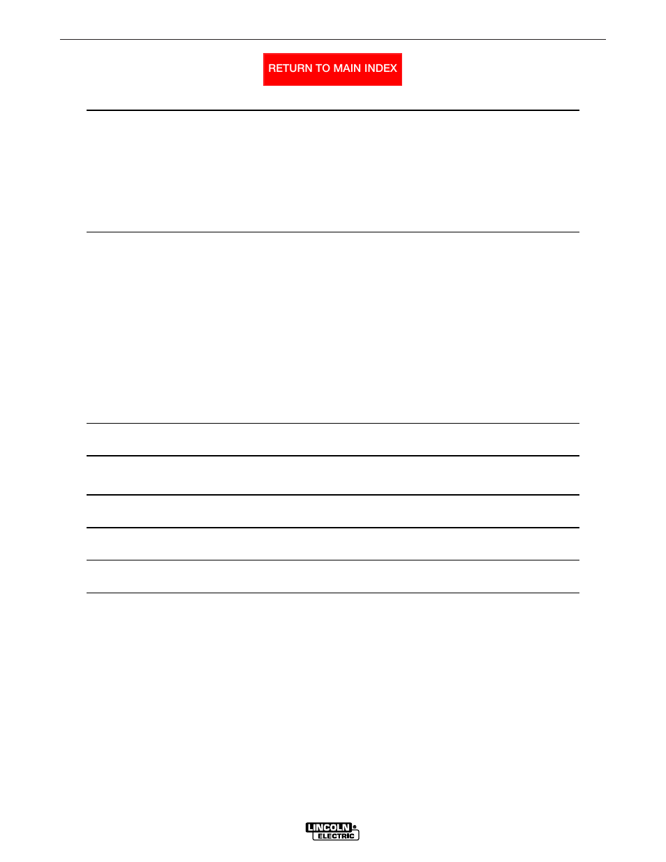 Master table of content, Retur, N to master toc | Lincoln Electric COMMANDER SVM145-B User Manual | Page 6 / 175