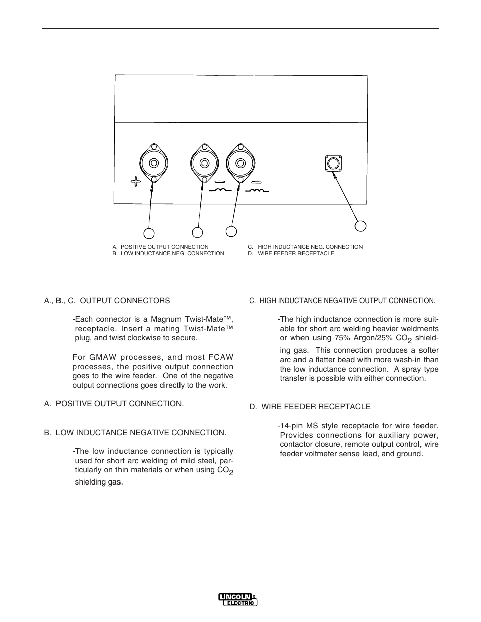 Operation, Output panel connections | Lincoln Electric IDEALARC CV-400-I User Manual | Page 16 / 44