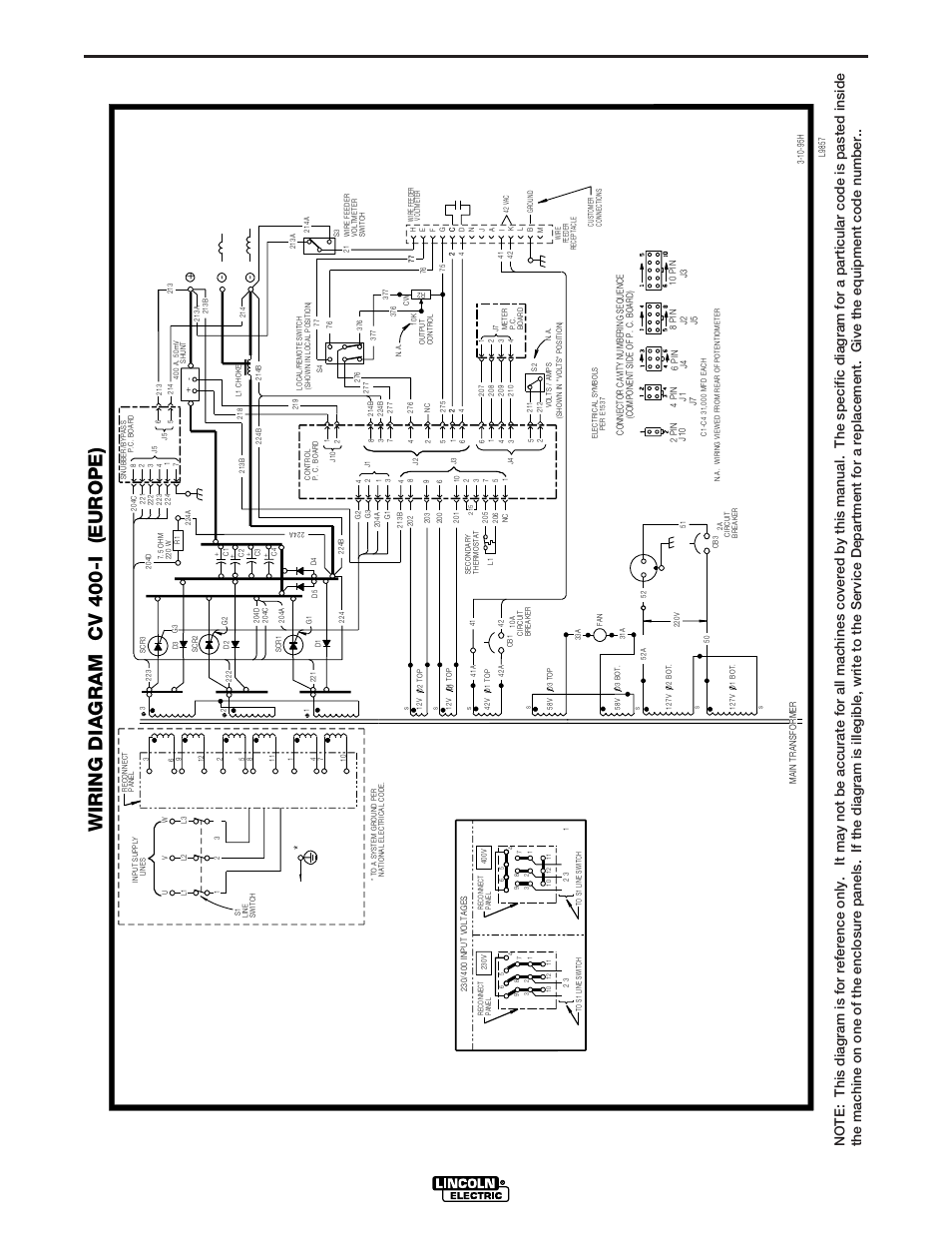 Diagrams, Cv-400-i, Wiring diagram cv 400-i (europe) | Lincoln Electric IDEALARC CV-400-I User Manual | Page 30 / 44