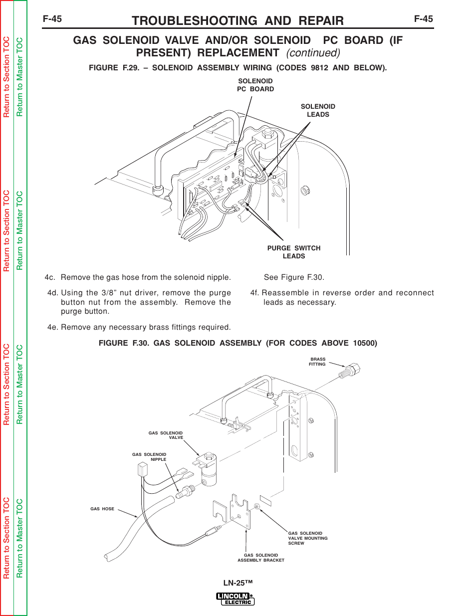 Troubleshooting and repair, F-45 | Lincoln Electric LN-25 SVM114-C User Manual | Page 83 / 111