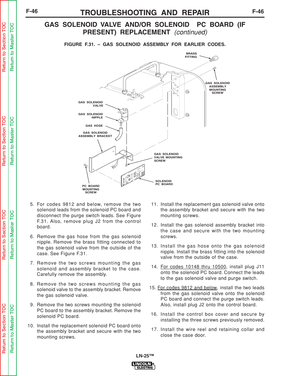 Troubleshooting and repair, F-46 | Lincoln Electric LN-25 SVM114-C User Manual | Page 84 / 111