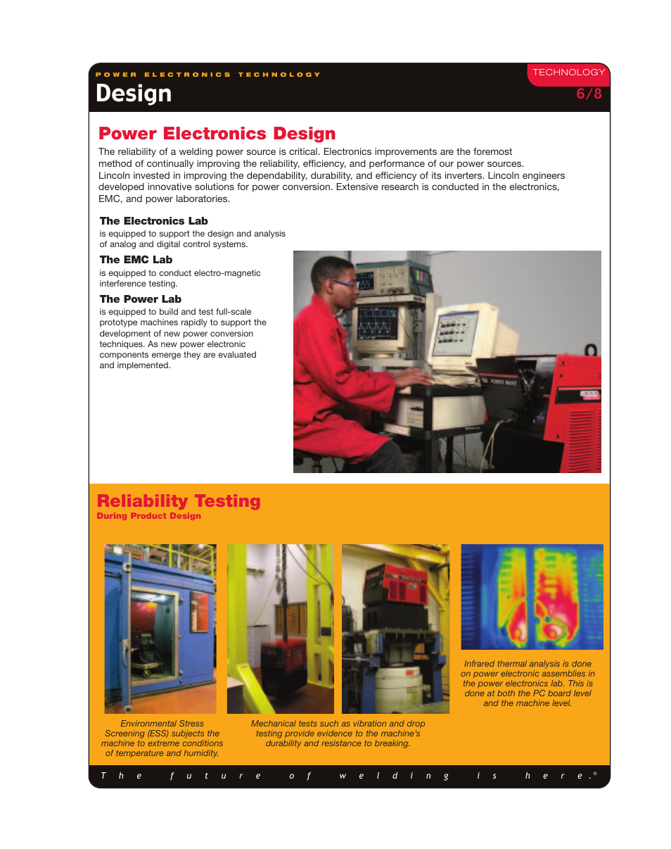 Design, Power electronics design, Reliability testing | Lincoln Electric Welding Inverter and Chopper User Manual | Page 6 / 8