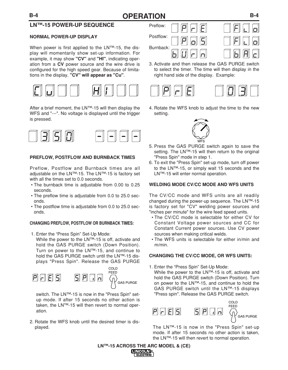 Operation | Lincoln Electric LN -15 WIRE FEEDER IM823-A User Manual | Page 19 / 40