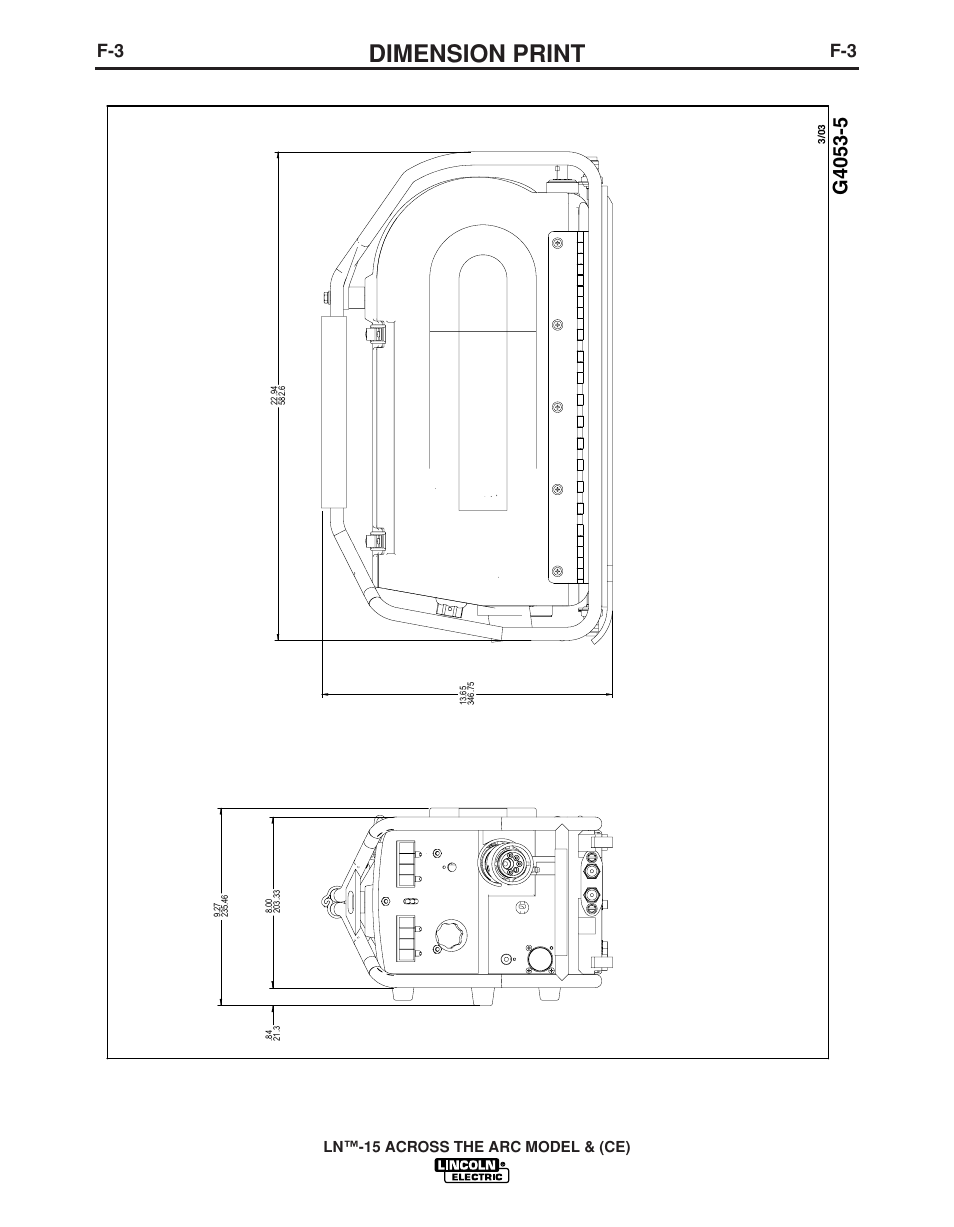 Dimension print | Lincoln Electric LN -15 WIRE FEEDER IM823-A User Manual | Page 34 / 40