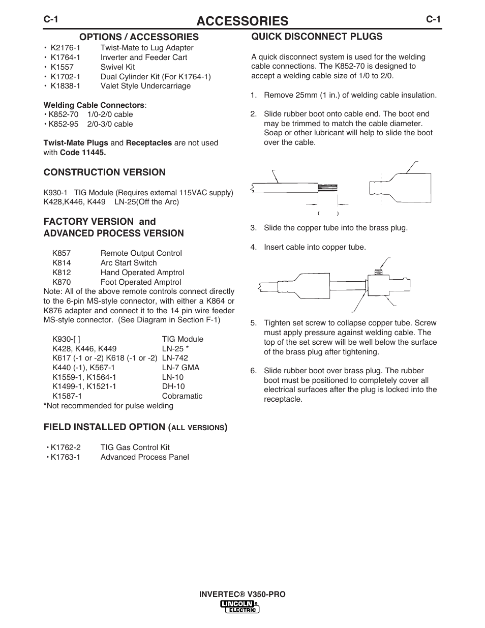Accessories | Lincoln Electric INVERTEC V350-PRO User Manual | Page 22 / 40